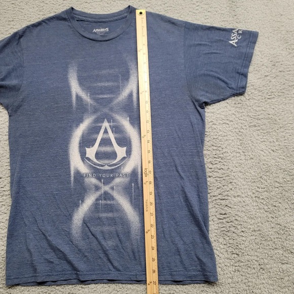 Assassins Creed‎ Shirt Mens Medium Blue Video Game Graphic Tee Casual Spell Out - Picture 10 of 13